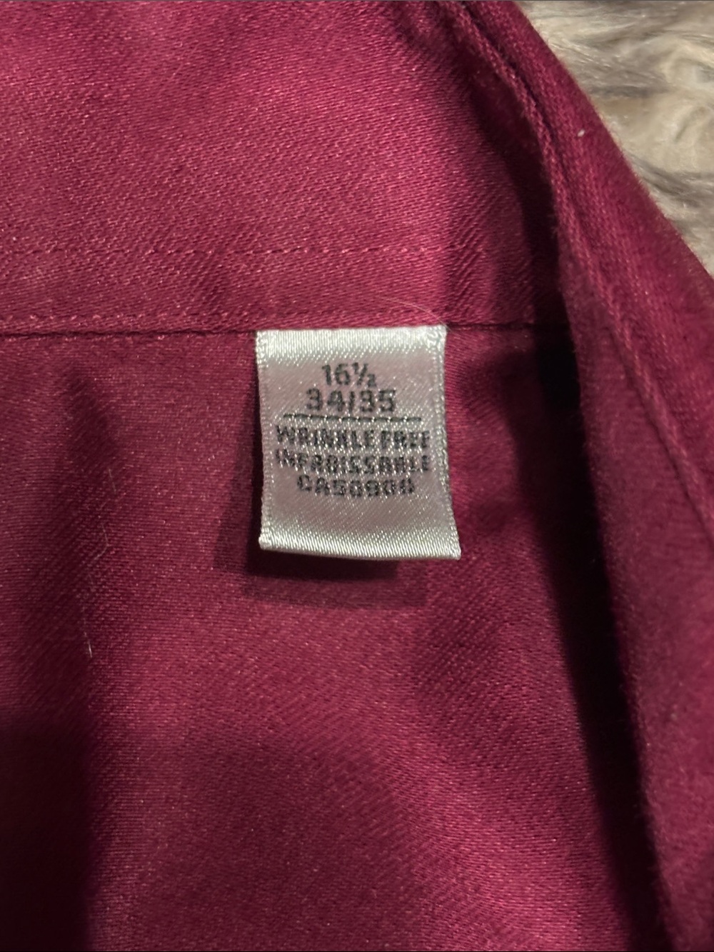 Geoffrey Beene Mens L Burgundy Maroon Wrinkle Free Dress Shirt 16.5 34/35 - Picture 3 of 4